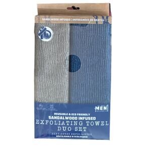 REUSABLE & ECO FRIENDLY SANDALWOOD INFUSED EXFOLIATING TOWEL DUO SET